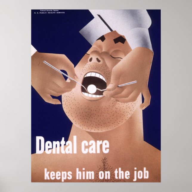 1942 Vintage Navy Dental Health Poster (Front)