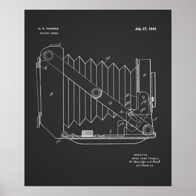1943 Folding Camera Patent Art Drawing Print (Front)