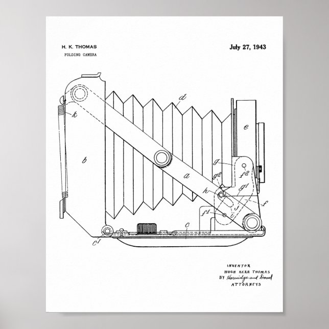 1943 Folding Camera Patent Art Drawing Print (Front)