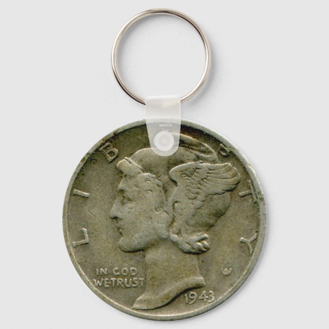 1943 US Mercury dime obverse keychain (Front)