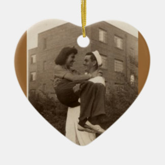 1944 Military Wedding Engagement Ceramic Ornament