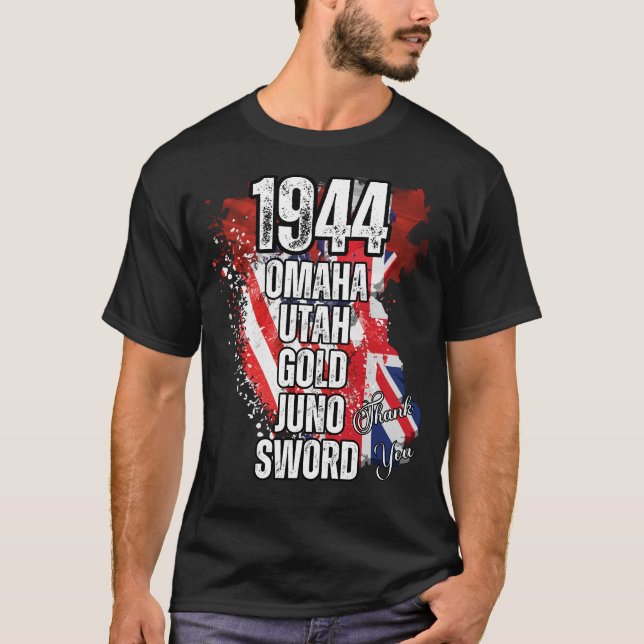 1944 OMAHA UTAH GOLD JUNO SWORD Normandy landings T-Shirt (Front)