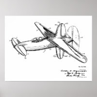 1944 Pusher Airplane Patent Art Drawing Print