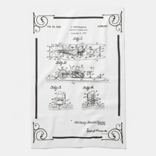 1945 Fly fishihg boat patent drawing Kitchen Towel