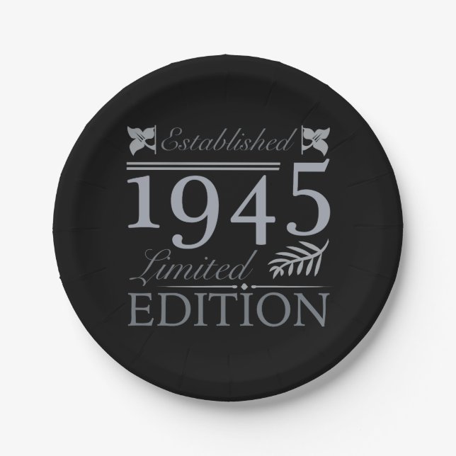 1945 Limited Edition 80th Birthday Paper Plate (Front)