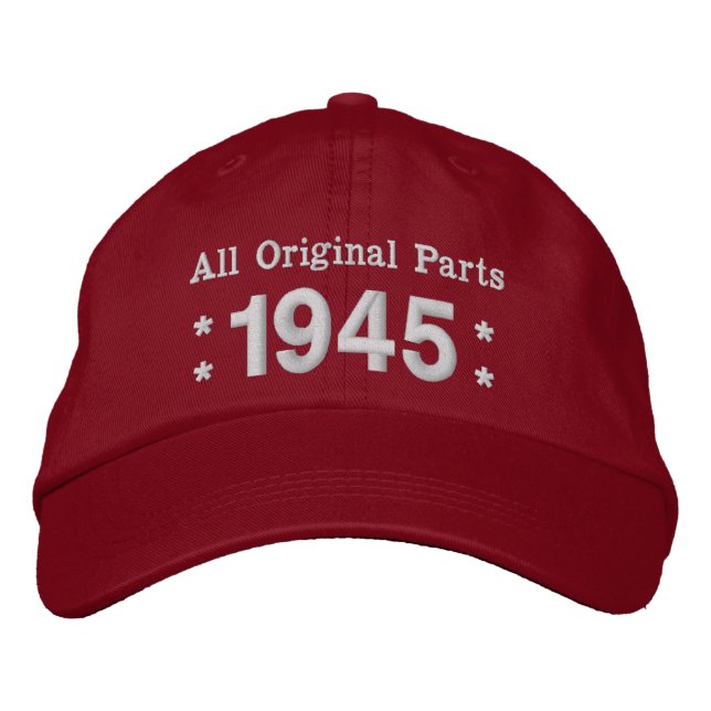 1945 or Any Year 70th Birthday A02 RED and WHITE Embroidered Hat (Front)