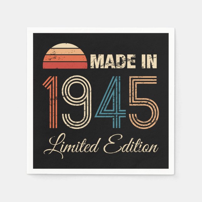1945 Vintage 80th Birthday Napkin (Front)