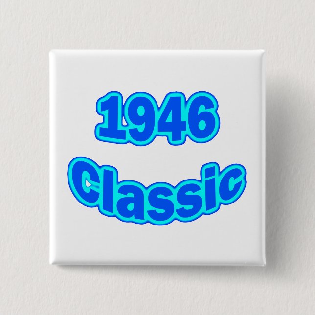 1946 Classic Blue 2 Inch Square Button (Front)
