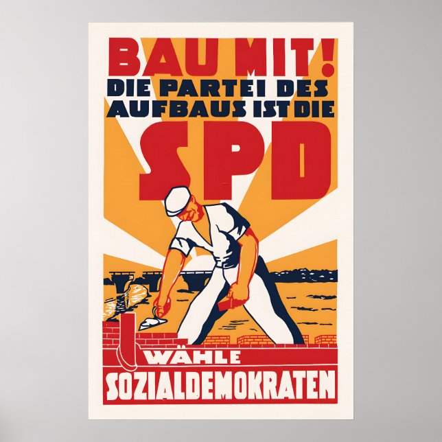 1946 German Election Poster SPD Labour Party Wall (Front)