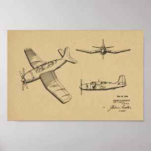 1946 Military Airplane Patent Art Drawing Print