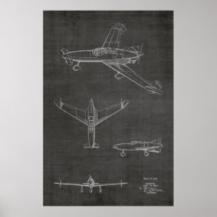 1946 Rear Prop Airplane Patent Art Drawing Print