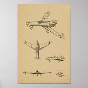1946 Rear Prop Airplane Patent Art Drawing Print