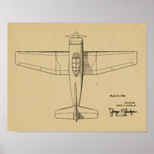 1946 Vintage Airplane Patent Art Drawing Print