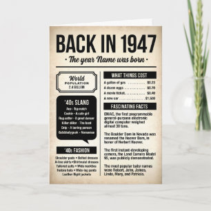 1947 Back in the Day, Fun Facts Birthday Card