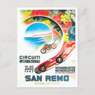 1947 San Remo Italy Grand Prix vintage Postcard