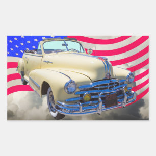 1948 Pontiac Silver Streak And United States Flag Sticker