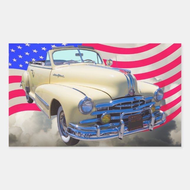 1948 Pontiac Silver Streak And United States Flag Sticker (Front)