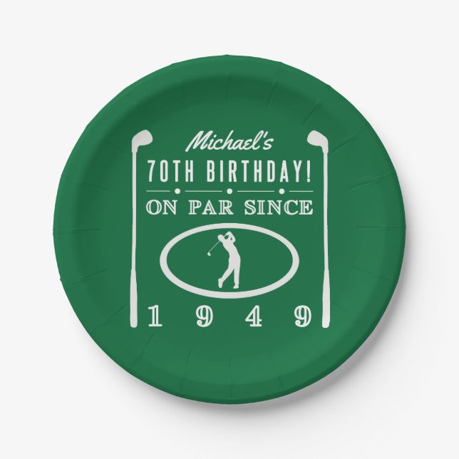 1949 70th Birthday For Golfers Paper Plate (Front)