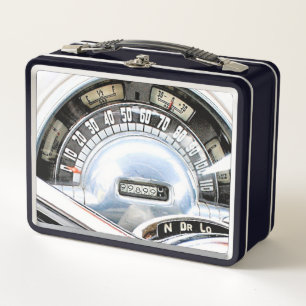 1949 Classic Car Speedometer With Gauges Metal Lunch Box