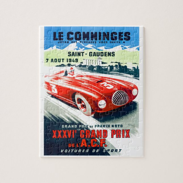 1949 French Grand Prix Racing Poster Jigsaw Puzzle (Vertical)