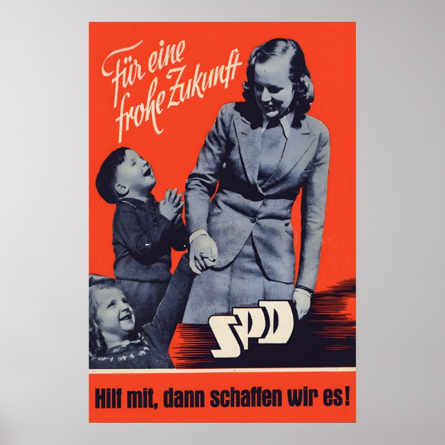 1949 German Labour Party SPD Election Poster For a (Front)