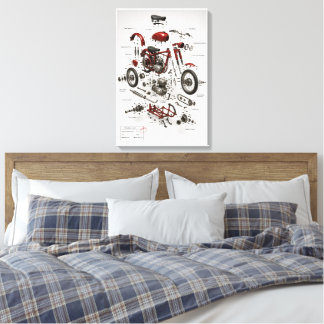 1949 Vintage Motorcycle Technical Exploded Print