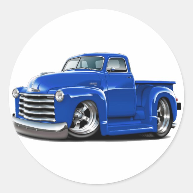 1950-52 Chevy Blue Truck Classic Round Sticker (Front)