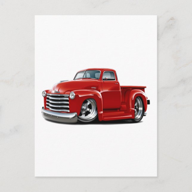 1950-52 Chevy Red Truck Postcard (Front)