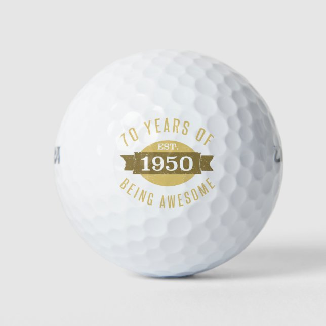 1950 70th Birthday Awesome For Men Golf Balls (Front)
