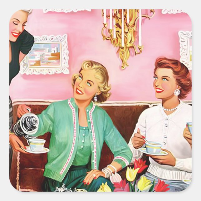 1950 Afternoon tea Square Sticker (Front)