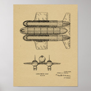 1950 Airship Airplane Patent Art Drawing Print