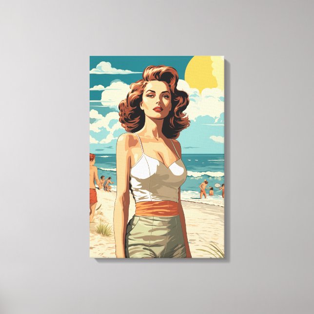 1950 Beach Girl Canvas Print (Front)