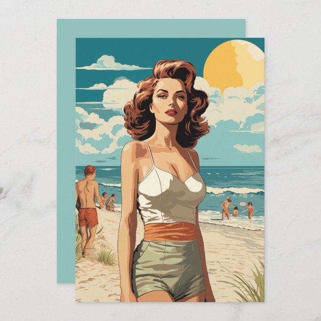 1950 Beach Girl Invitation (Front/Back)