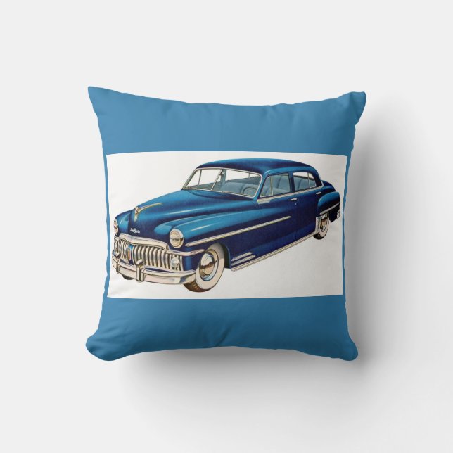 1950 blue DeSoto print Throw Pillow (Front)