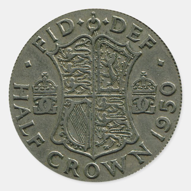 1950 British Half Crown sticker (Front)