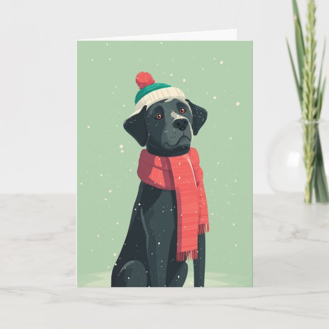 1950 Christmas Black Lab Card (Front)