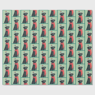 1950 Christmas Black Lab Wrapping Paper