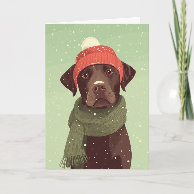 1950 Christmas Chocolate Lab Card (Front)