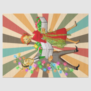 1950 Christmas Couple with Retro Background Tissue Paper