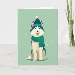 1950 Christmas Husky Card