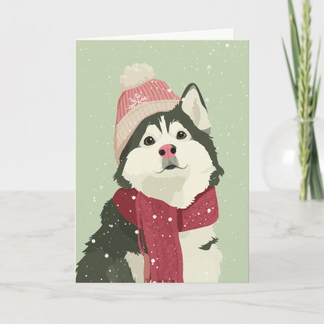 1950 Christmas Malamute Card (Front)