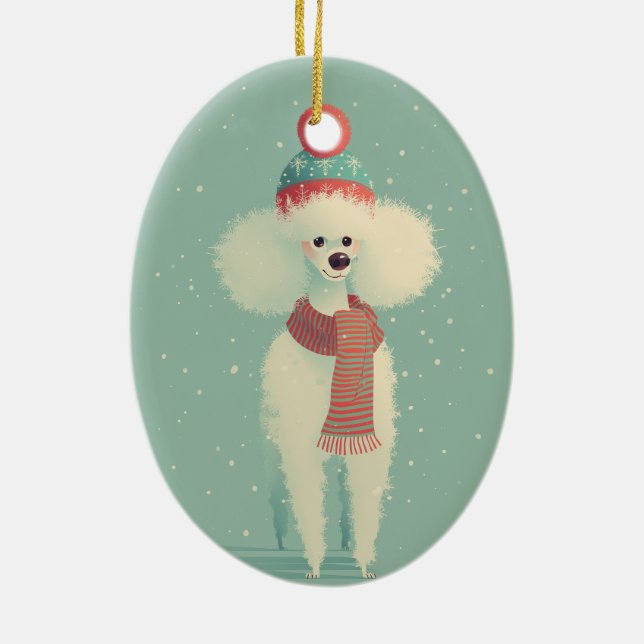 1950 Christmas Poodle Ceramic Ornament (Back)