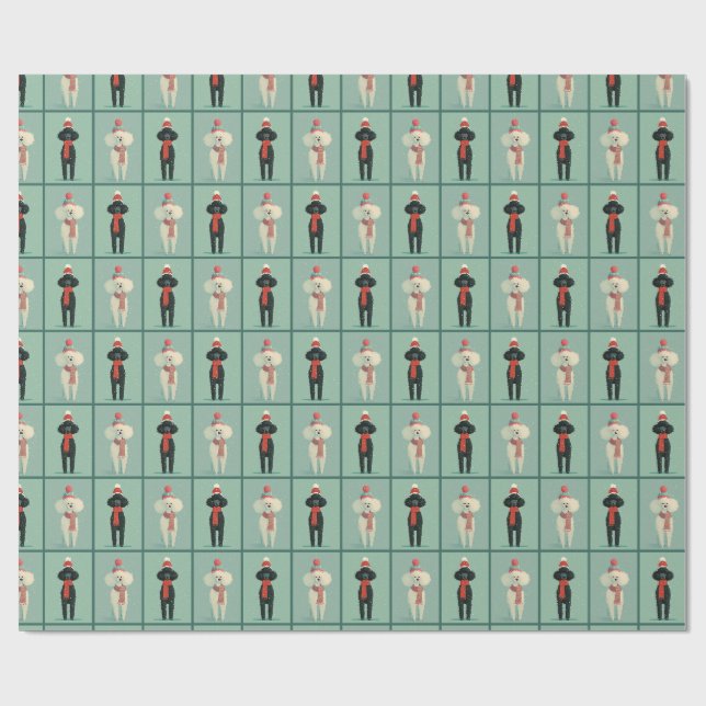 1950 Christmas Poodles Wrapping Paper (Flat)