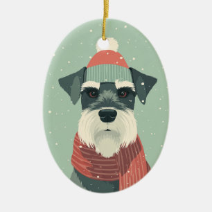 1950 Christmas Schnauzer Ceramic Ornament