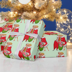 1950 Christmas Vintage Couple  Wrapping Paper