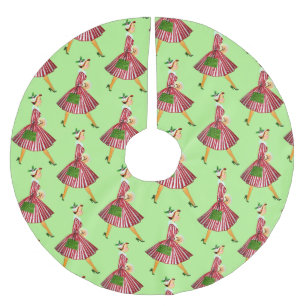 1950 Christmas Vintage Lady Brushed Polyester Tree Skirt