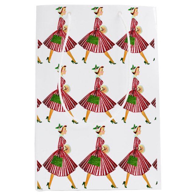1950 Christmas Vintage Lady   Medium Gift Bag (Front)
