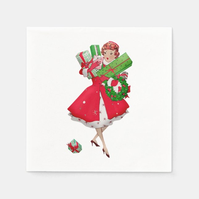 1950 Christmas Vintage Lady   Napkin (Front)