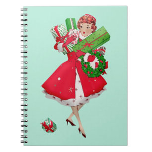1950 Christmas Vintage Lady Notebook