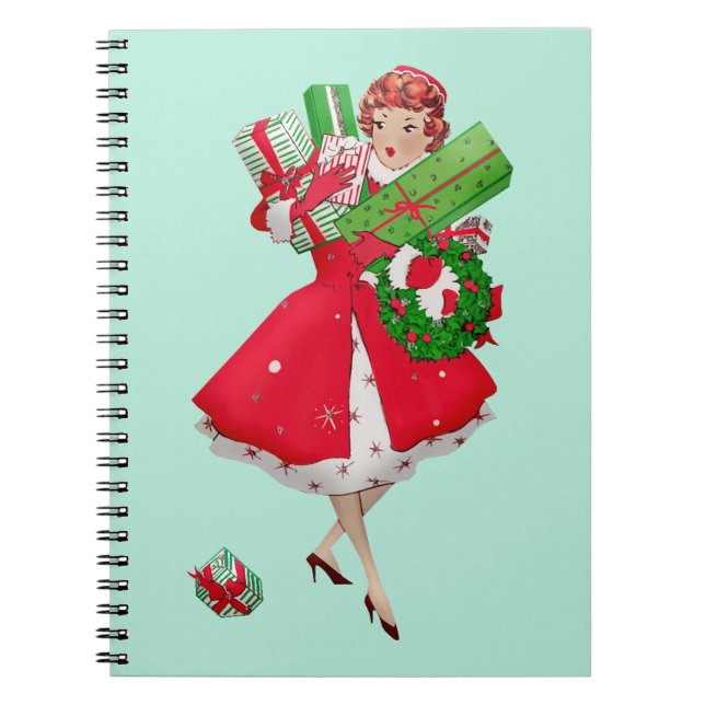 1950 Christmas Vintage Lady  Notebook (Front)